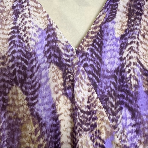 Haute Hippie XL Purple and Yellow Feather Tiered Ruffle Flowy Maxi Boho Dress - Picture 8 of 10